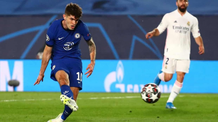 Pulisic ghi bàn trên sân khách, Chelsea nắm lợi thế trước Real Madrid